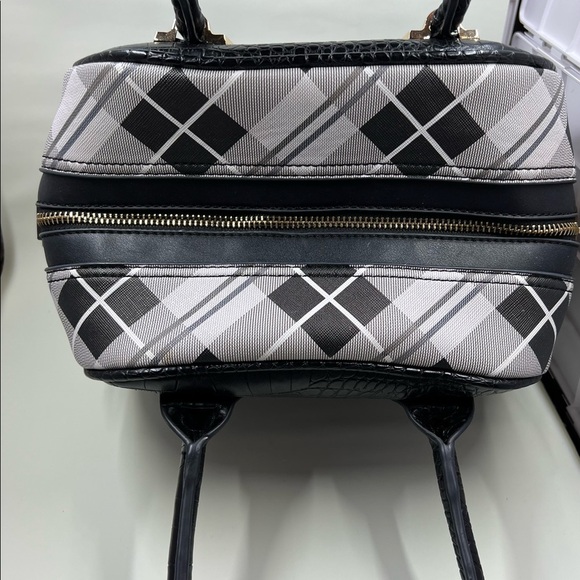 Black and white check pattern satchel bag - Picture 4 of 6